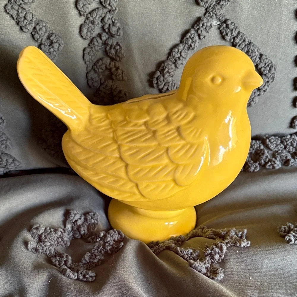 Yellow Ceramic Bird Piggy Bank